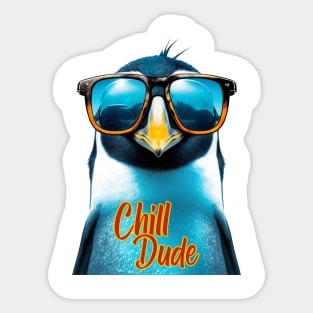 Penguin Chill Dude Summer Cool Sticker